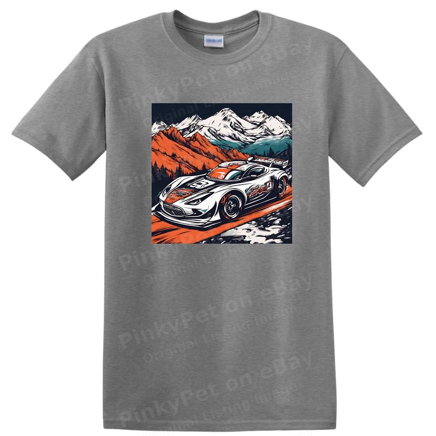 Racing Car Mountain Adventure Graphic T Shirt Cool Car Tee for Drivers
