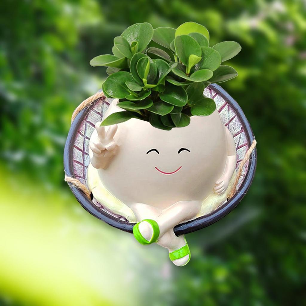 Hangende Pot Succulent Bloempot Bloempot Lachend Gezicht Schommelstoel Bloempot voor Buiten Balkon Vensterbank Tuin Kantoor