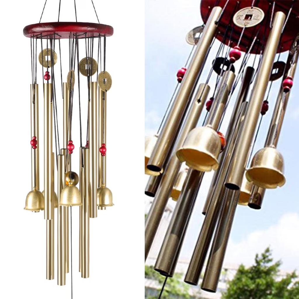 Metal Wind Chime Garden Decorative Vintage Style Outdoor Hanging Iron Tube Bells with Multiple Tubes and Circular Top Frame for Patio Porch Yard