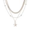 KunJoe 3pcs/set Punk Silver Color Copper Bead Flat Snake Chain Necklace for Women Vintage Star Pendant Necklace Set