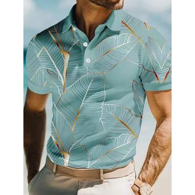 Herren 3D-Druck Blätter Polo Kurzarm Poloshirts Kragenhemden Freizeit Resort Schule Outdoor Alltagskleidung Urlaubskleidung