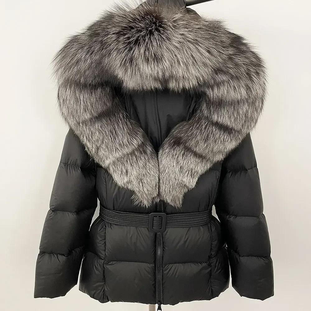 

OFTBUY 2024 Белый утиный пух пальто толстый теплый 90% зимняя куртка женская натуральный мех енота лисы воротник с капюшоном женский повседневный XL