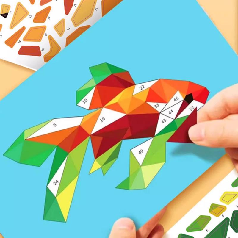 1 Set Diy Paste Material Kit Paper 3D Geometric Sticker Books Handmade Educational Toys Car Animals Sticker Book For Children