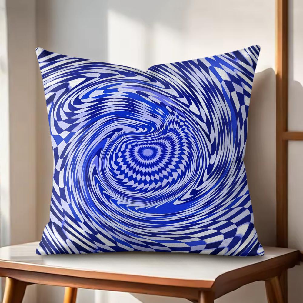 Optical Illusion Circular Radial Cushion Cover Natural Linen Organic Fabric DoubleSided Printing Couch Pillow Covers Home Decor