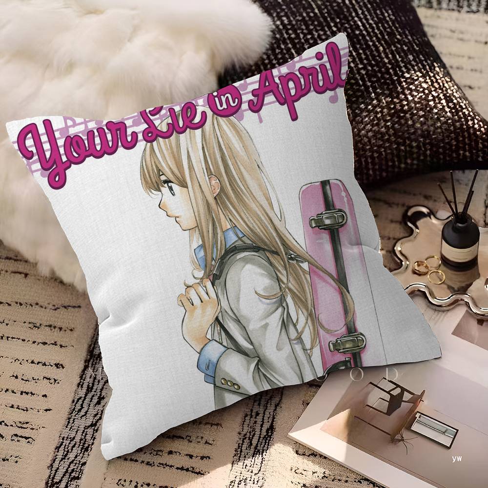 Your Lie In April Anime Decorative Room Aesthetics Pillow Case Home Decor Bedroom Sofa Bed Couch Pillow Cover 45x45
