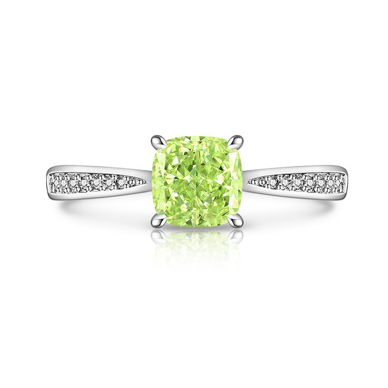 925 Sterling Silver Exquisite Elegant Small Square Zircon Sparkling Ice Flower Cut Ring, Birthday Party Anniversary Gift