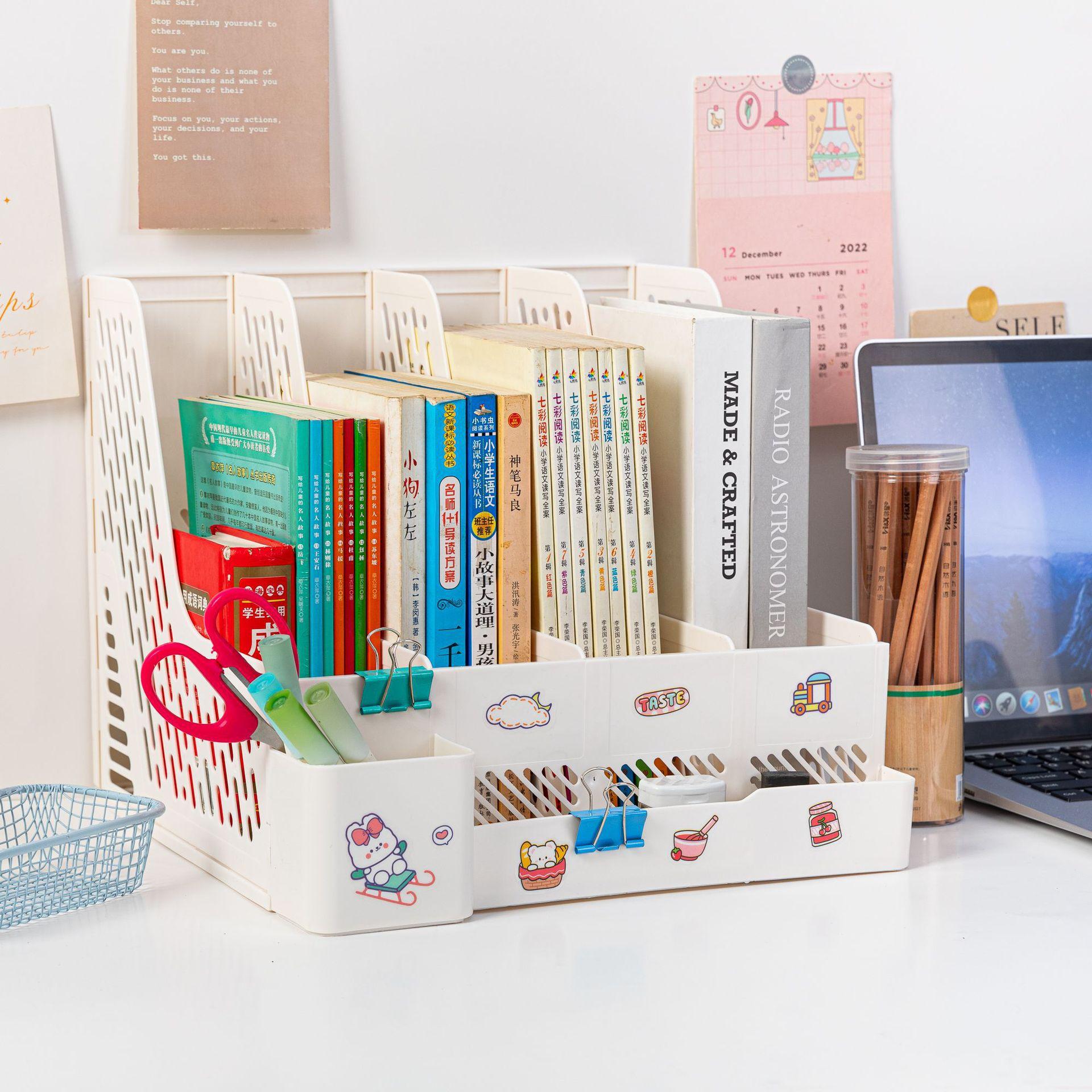 

Утолщенная рамка для файлов Четырехколонная направляющая для файлов с подставкой для ручек Органайзер для папок Архив информации Вертикальный настольный держатель для файлов