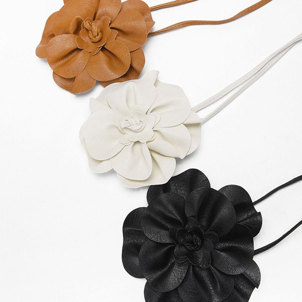 Luxury Flower Rope Belts PU Leather Woven Waistband Strap Fashion Waist Bands  For Women Lady Girl