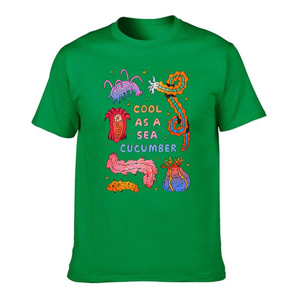 Unisexs Cotton T Shirt Cool As A Sea Cucumber Graphic Print Tee Fun Marine Creature Design Casual Short Sleeve Top For Summer Beac