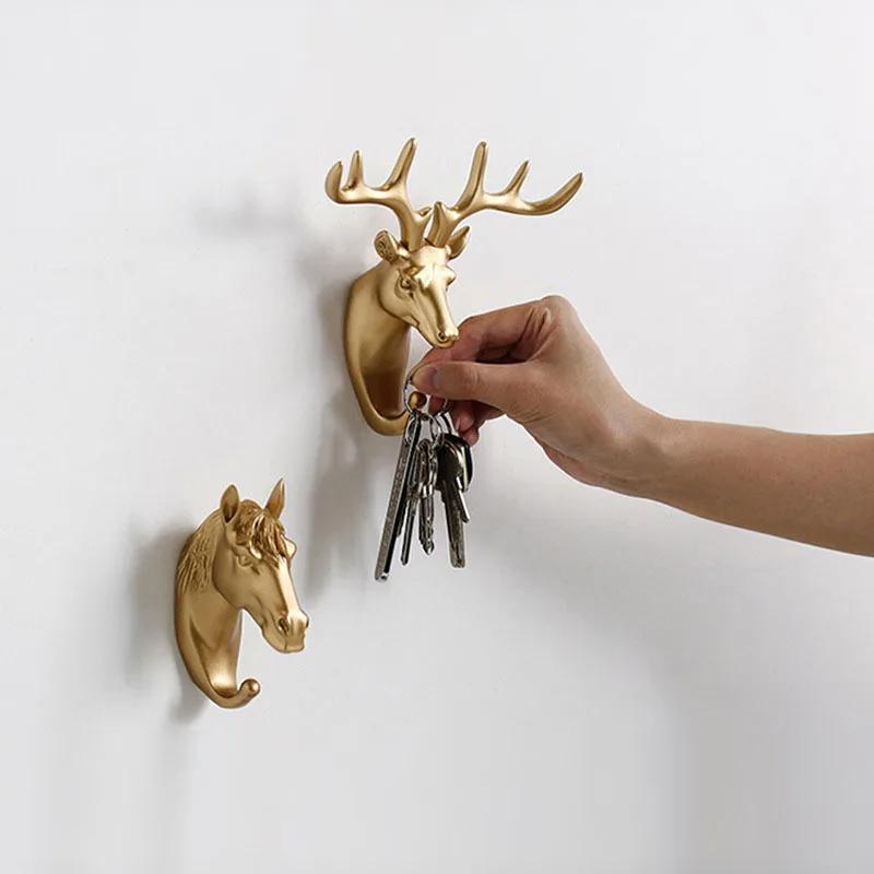 Wall Mounted Hook Animal Head Rack Jacket Cap Wall Mounted Horse Deer Elephant Giraffe Hook Decoration Bathroom Accessories