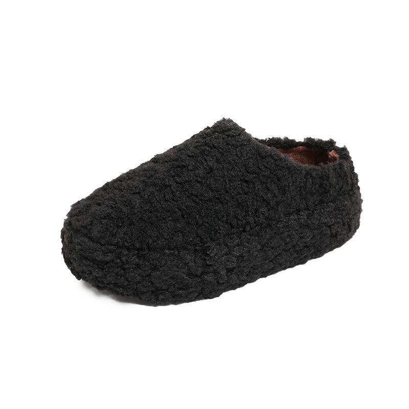 Leopard Print Plush Slippers Fashion Round Toe Deep Mouth Platform Sole Non-slip Wear-resistant Cotton Shoes
