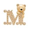 Luxury European & American Drip Oil Diamond Bear Brooch with 'M' Letter - High-End Fashion Corsage for Women