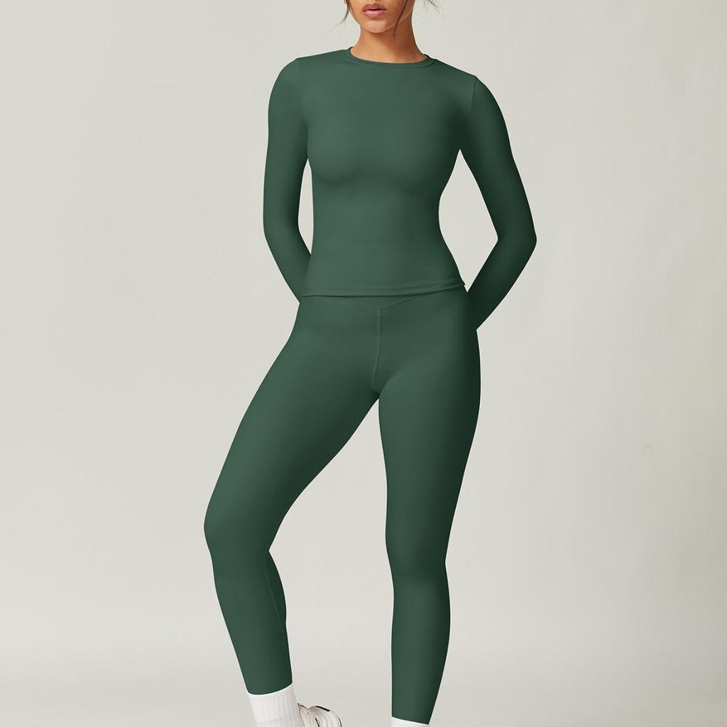 Women's Winter High-Waisted Slimming Yoga Set: Elastic Leggings and Long-Sleeved Jacket