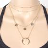 New Trend Fashion Metal Sequin Moon Pendant Layered Necklace