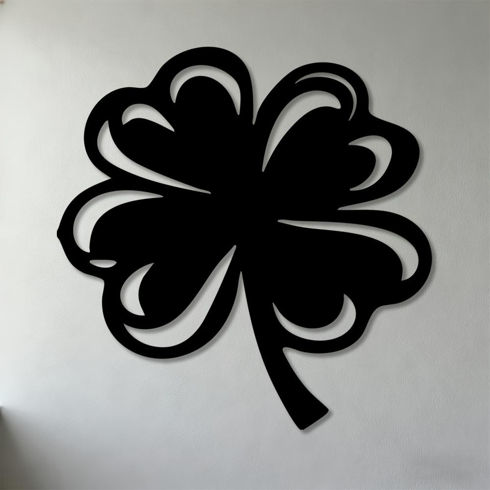 

2D Flat Iron Shamrock Metal Wall Art, 1pc Decor for Living Room Bedroom Office Game Room, 4 Leaf Clover Sculpture 12in чёрный