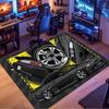 Black Tuned JDM Coupe Yellow Accent Comic Print Area Rug Non‑Slip Rectangular Floor Mat Auto Fan Decor for Gaming Bedroom Living Room