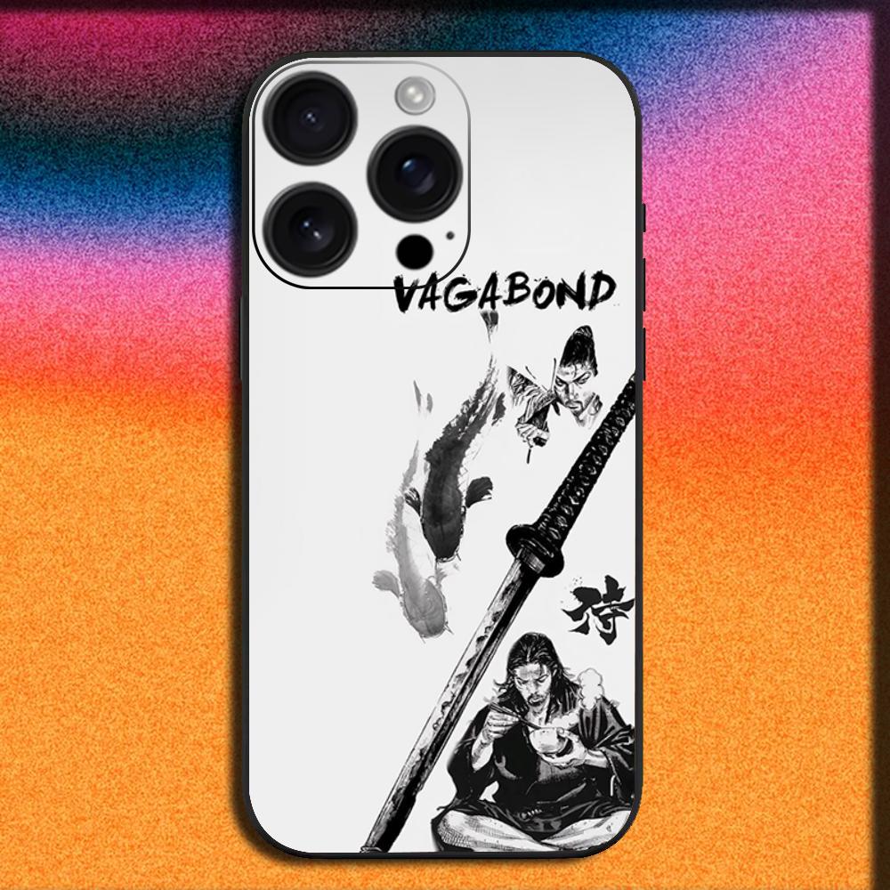 Miyamoto Musashi V-Vagabond Manga Phone Case For iPhone 16,15,14,13,12,11,Pro,XS,Max,XR,Plus,SE,Mini Soft Black Cover