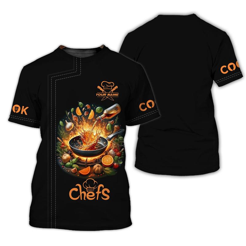 Chef Work T-shirt for Men Personality Pattern O-neck Funny T Shirts 3D Print Fashion Trendy Cook Tee Top Novelties 2025 New