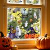Halloween Static Window Clings 2Pcs Watercolor Clings, Ghost Witch Pumpkin Black Cat Bat Decals, No-Glue Wall Stickers Removable Glass Stickers,