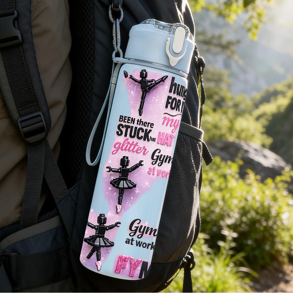 1PC Cheer Girl Sport Slogan Text Print 750ml Color Plastic Sports Water Bottle Leakproof Flip Straw Lid Suitable for Sports Office Home Use