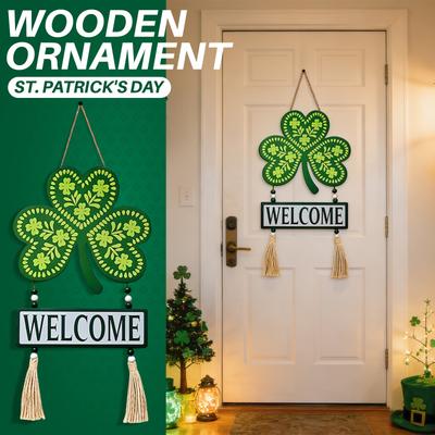 St. Décorations de la Saint-Patrick Porte-Manteau en Bois avec Panneau en Bois