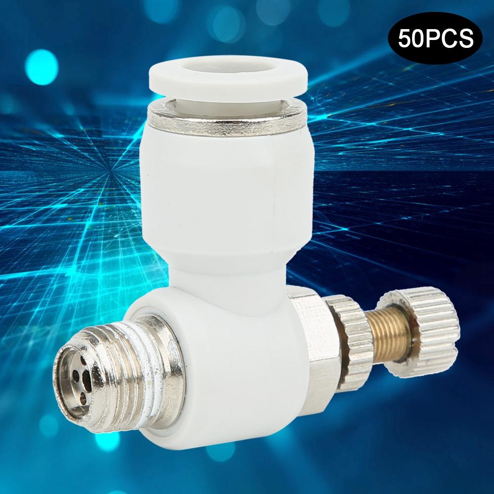 50Pcs Air Flow Control Valve Pneumatic White Adjustment Durable Quick Connector SL8‑01