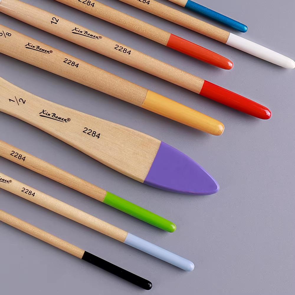 9Pcs Artist Nylon Brush Set Wood Handle Beginner Professional Wall Painting Watercolor Oil Acrylic Paint Board Tools Art Supplie
