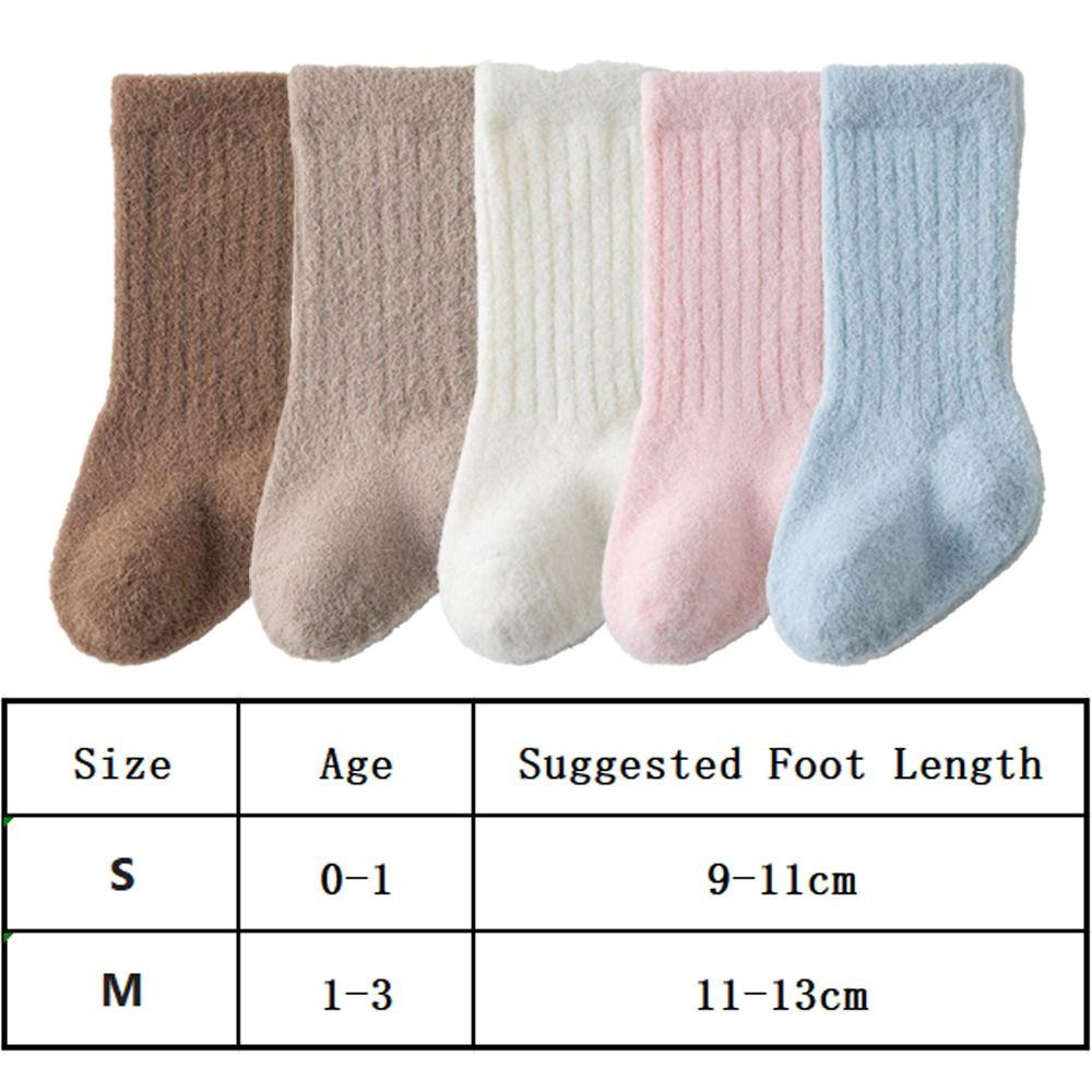 Velvet Terry Infant Floor Socks Solid Color Knitted Socks New Plush Baby Socks  for Newborns