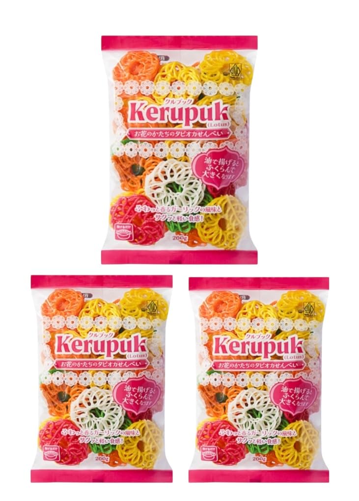 

Media Kruppuk Tapioca Rice 200g x 3 Packs [Social Trend] Flower-Shaped Crackers,