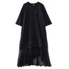 Plus size black cotton vintage floral new in dresses for women casual loose long summer dress