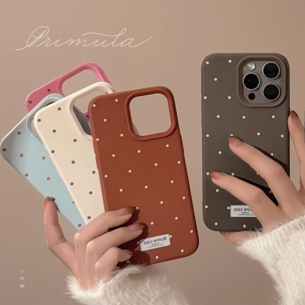 Korean-style Polka Dot IPhone 17 Case, Apple 15 Pro Max Phone Case, Minimalist and Stylish, Drop-proof, Soft Case