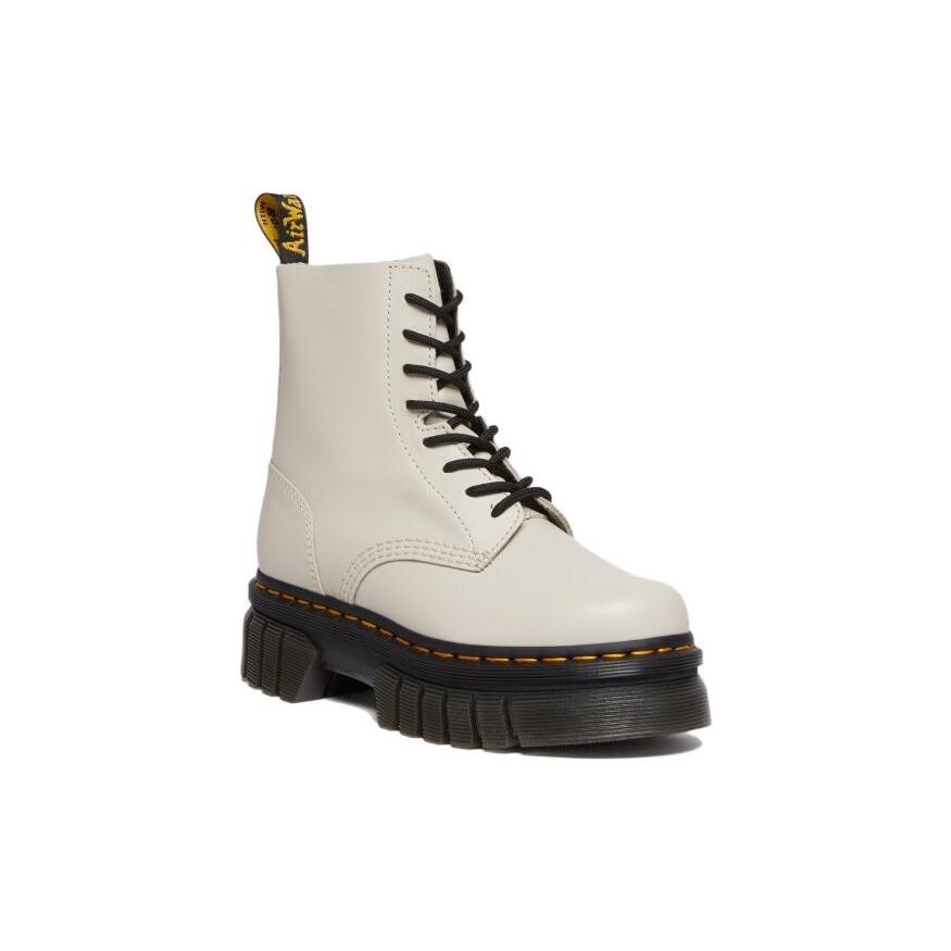 Dr. Martens Leather Solid Color Thick Sole Lace-Up Short Martin Boots Unisex Boots White 27149055
