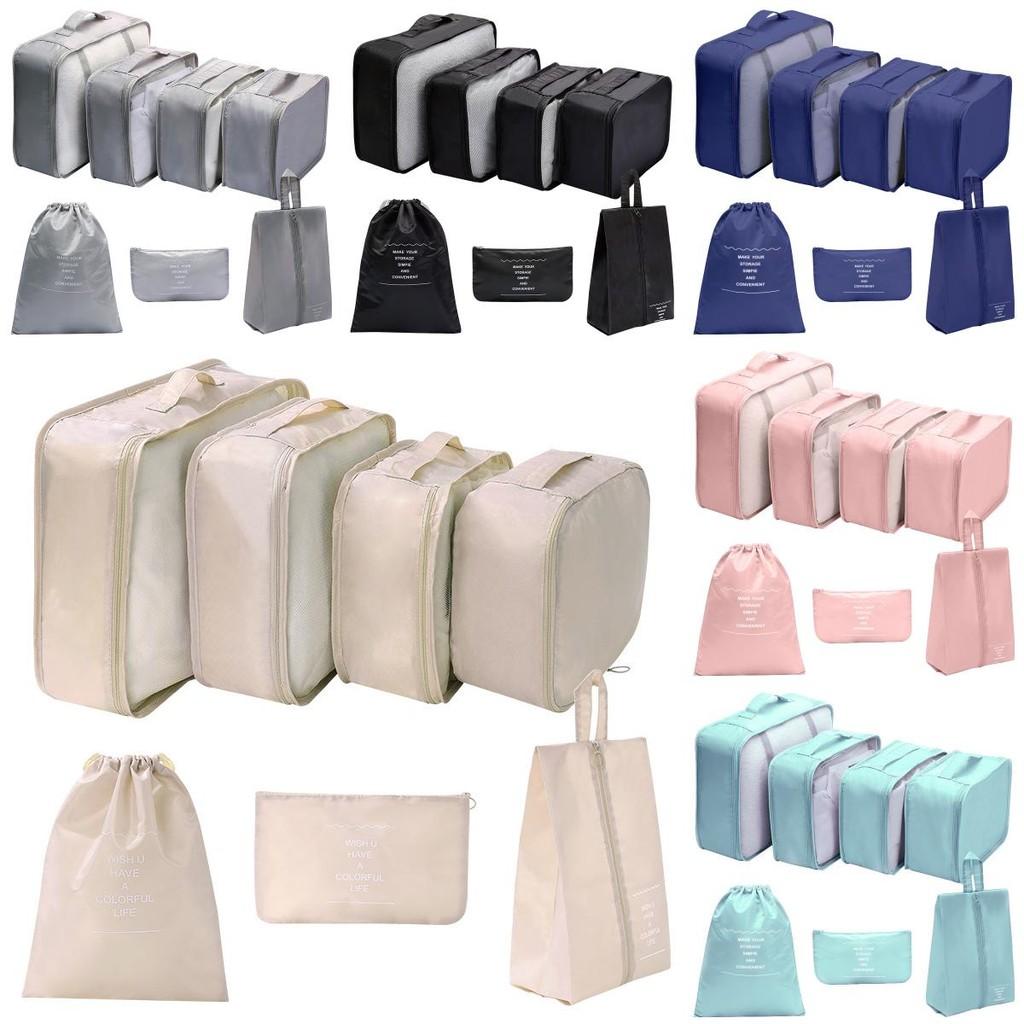 7pcs Solid Color Travel Storage Bag Set Largecapacity Clothes Bags Toiletries