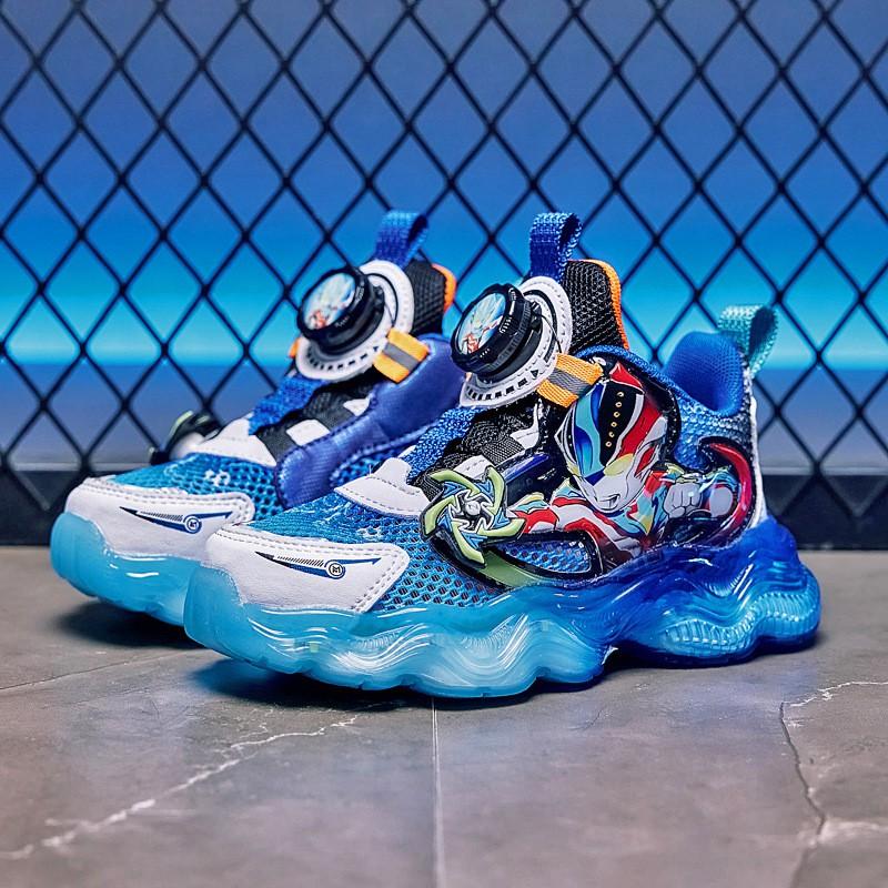 Scarpe stile giovanile Scarpe da corsa luminose per ragazzi Bambini Età 4-16 Sneakers in rete traspirante con fibbia rotante Leggere Antiscivolo Outdoor