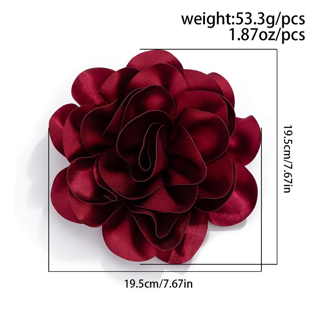 Ingemark 20CM Exaggerated Multilayer Satin Rose Flower Brooch for Women Wed Bridal Elegant Party Pin Jewelry Accessories Gift