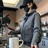Women Short Medium Length Down Jacket Winter Warm Stand Collar Solid Color Casual Outerwear Coat