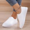 Minimalistische Low-Top-Sneaker für Damen - Schnürung, Runde Zehenpartie, Freizeitschuhe mit weicher und gepolsterter Sohle für den täglichen Gebrauch, Handwaschbare Outfits