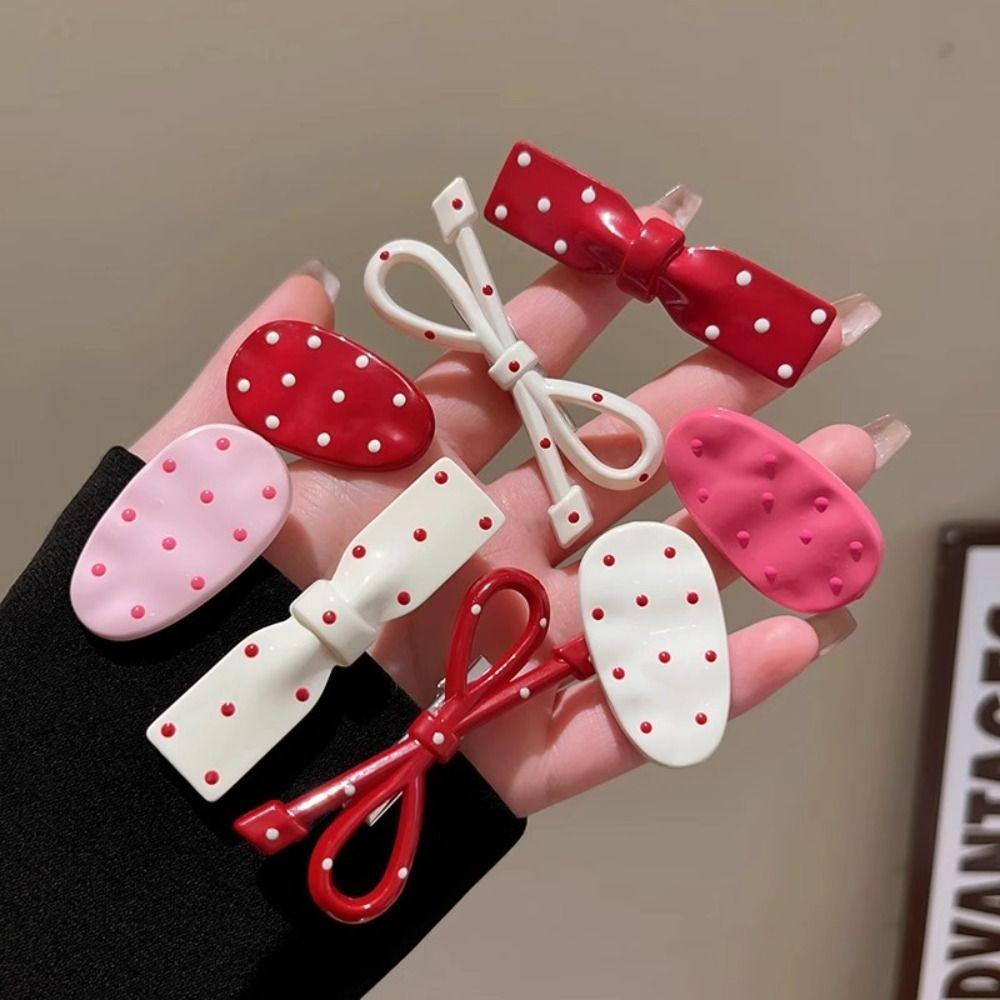 6Pcs/Set Polka Dot Duckbill Clips Colorful Side Bangs Forehead Clip  Hair Accessories