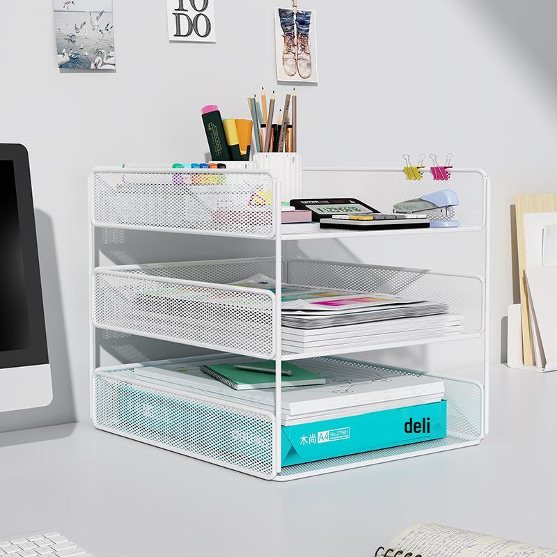 Multilayer Desktop Organizer: File Storage Rack & Office Supplies Set