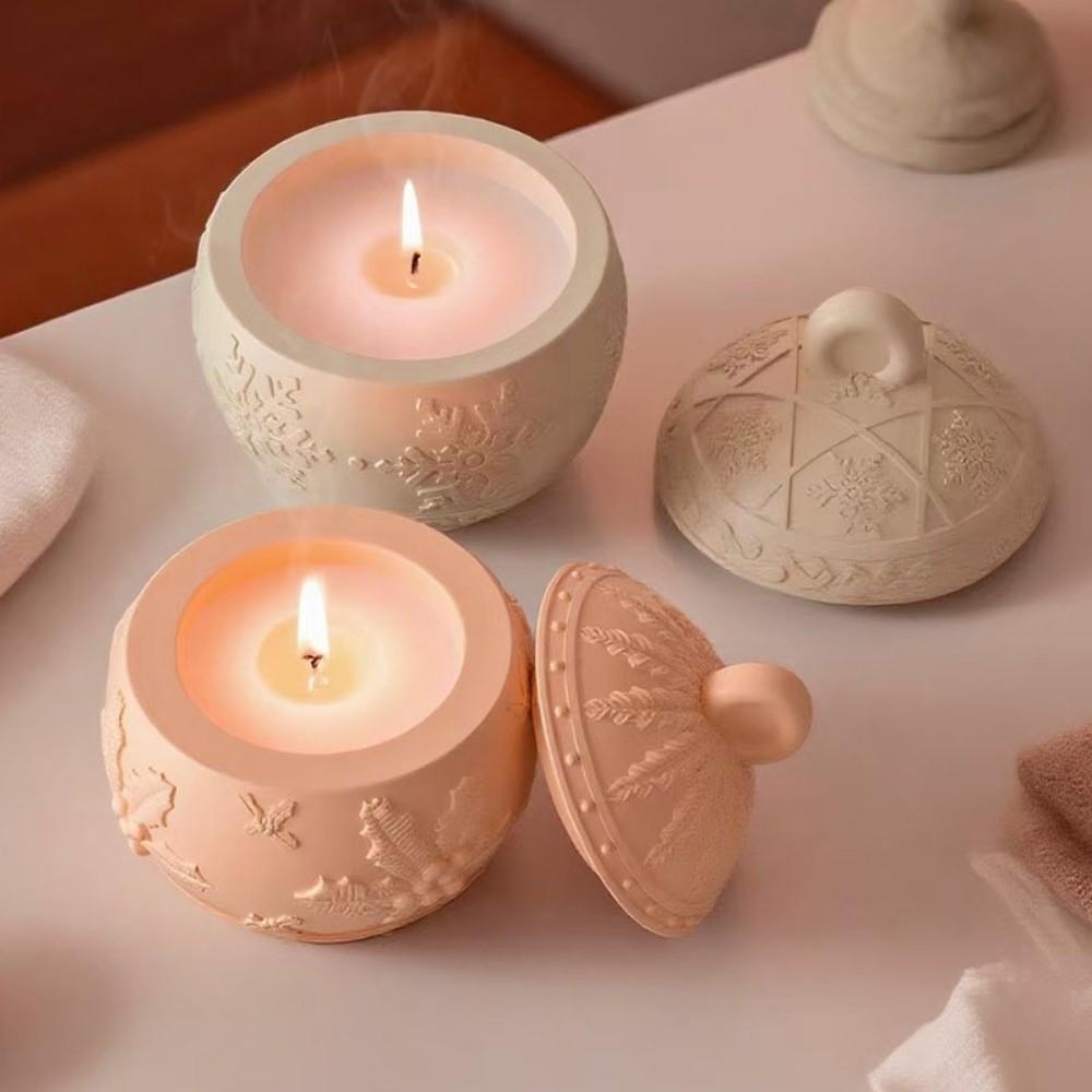 Ball Shape Snowflake Candle Cup Mold 3D Embossed Pattern Berry Embossed Jar Mold DIY Handicraft