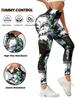 Calças de Yoga Abstractas com Tinta de Cintura Alta: Calças de Corrida Femininas com Absorção de Umidade e Resistência ao Suor