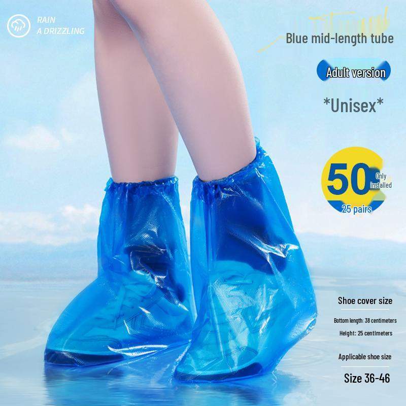 Waterproof Non-Slip Transparent Rain Shoe Covers - Thickened, Durable, Mid-High Tube for Outdoor Use