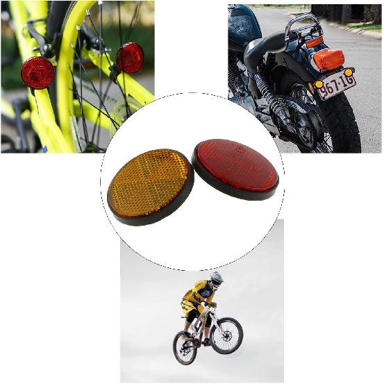 DGZZI Round Reflector 4PCS 2inch / 56mm Plastic Universal Screw Mount Reflective Warning Reflectors for Motorcycle Bike, Red and Orange