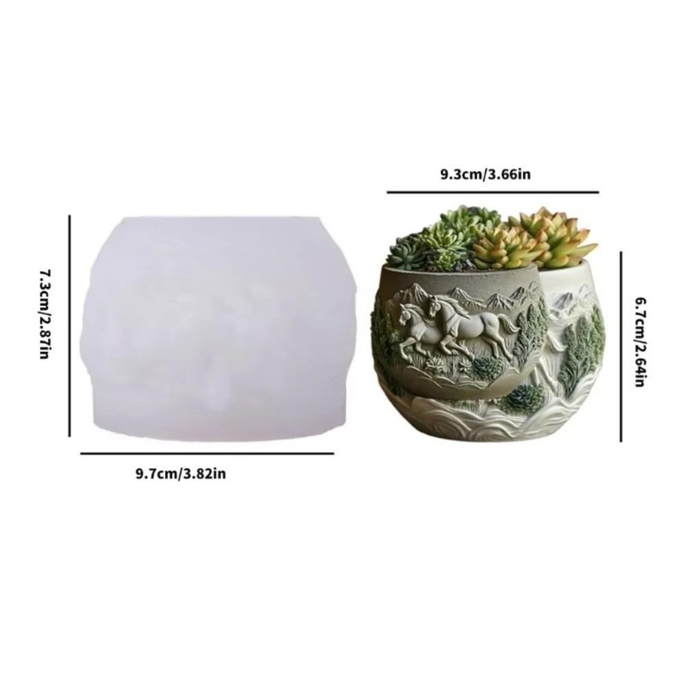 

New Embossed Horses Silicone Mold DIY Horse Plaster Molds Scented Candle Cup Mold Plaster Tools Plant Pot Resin Mold