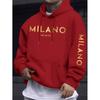 Mens Oversized Hooded Sweatshirt With Dual Print - Minimalist Milan Style Lightweight Warm Winter Casual Top