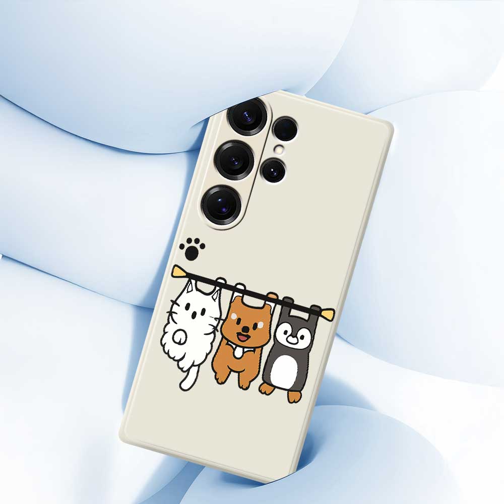 For Samsung Galaxy S25 Ultra Case Three Animal Dolls Pattern Printing Straight Edge TPU Phone Back Cover