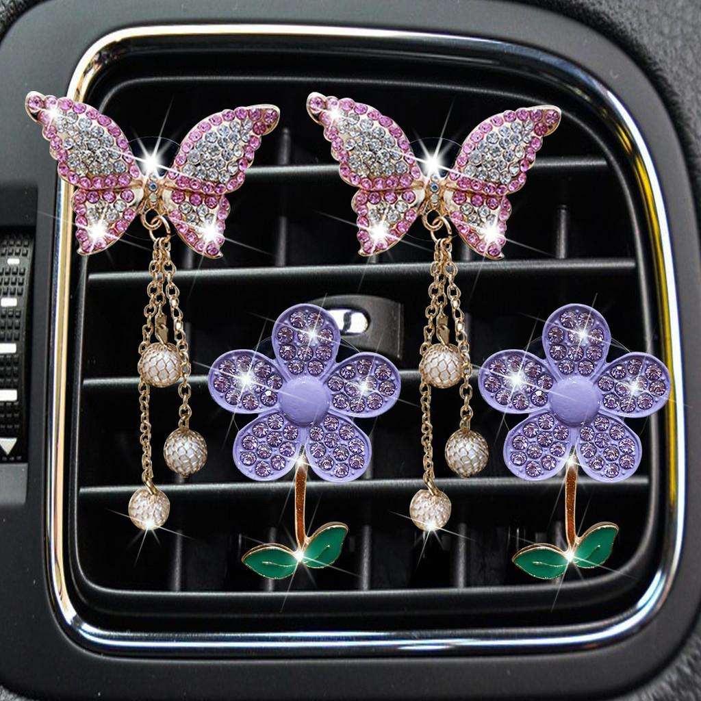 Butterfly Metal Material Pendant Car Vent Air Freshener Aromatherapy Clip Set