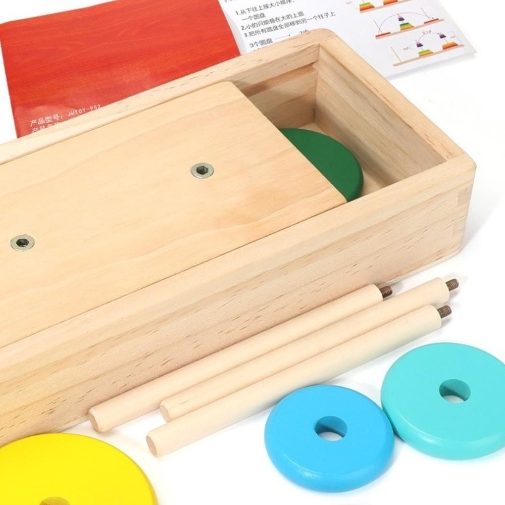 Classic Wooden Puzzle Stack Tower 10 Rings Logic Puzzle Educational Toys  Color Cognition