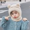Children's hats winter cute plush scarf mask integrated hat warm windproof ear protection muff knitted wool hat