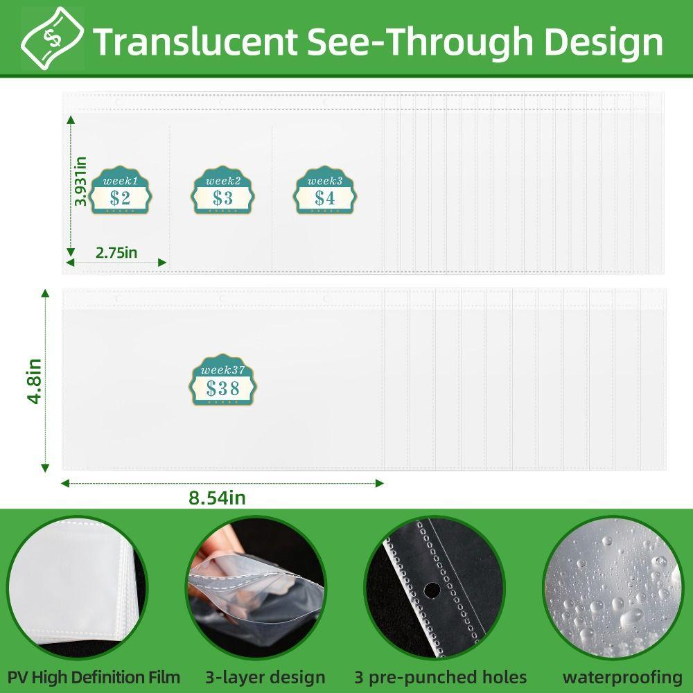 Loose Leaf Envelope Challenge Binder 52 Weeks Savings Challenge Book  Cash Envelopes